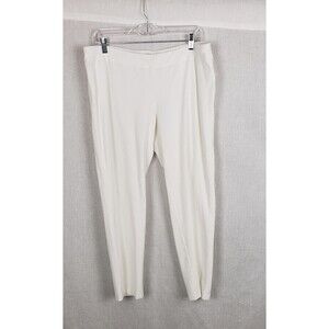 Eileen Fisher Pants Womens Large White Pull On Tapered‎ Stretch Viscose Blend